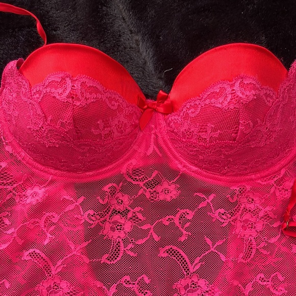36C Vs Victoria’s Secret Very Sexy Red & Pink Lace lingerie slip baby doll - Picture 14 of 15